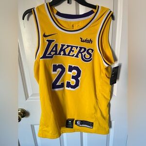 Los Angeles Lakers LeBron James #23 Icon Gold Swingman Jersey With Wish Patch